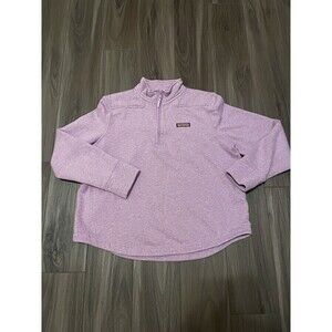 Vineyard Vines Relaxed Shep Shirt Women’s Size  L Lilac Ice 1/4 Zip thumb holes